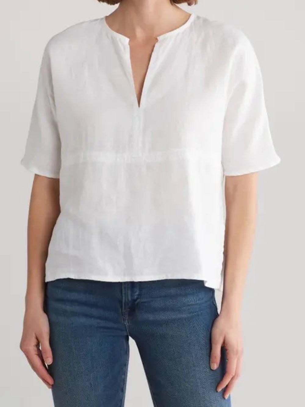 James Perse White Lightweight Linen Top